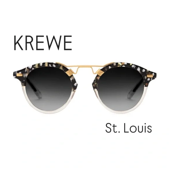 KREWE St. Louis Sunglasses with Black/White Patterned Frame Matte Oyster 24K St Louis Sunglasses | KREWE du optic main image 2